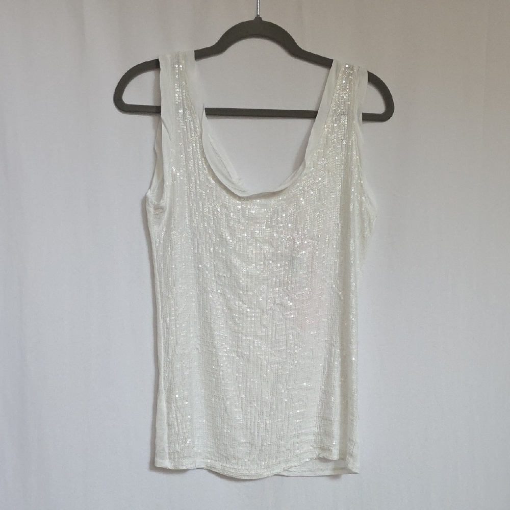 Scandal Italy Laurent Top - White with Sequin Front.  Size Extra Small.  NWT